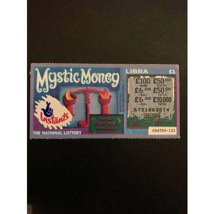 Original Vintage UK National Lottery Scratch Card Camelot MYSTIC MEG 1996