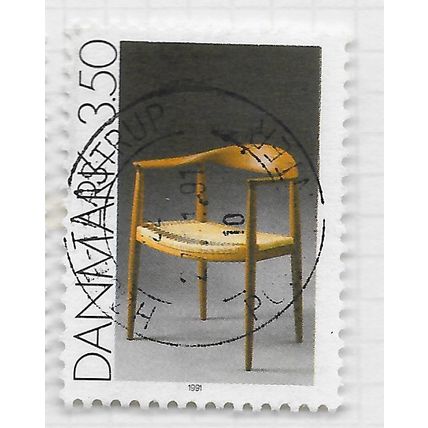 DENMARK DANMARK 1991 DANISH DESIGNS CHAIR WOODEN 3.50Kr USED