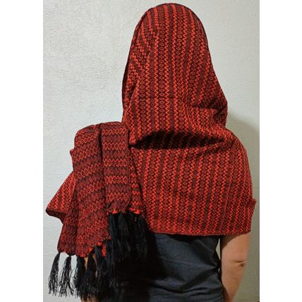 Elegant-Ultra-Soft-Lightweight **BLACK-ORANGE** Traditional Rebozo Shawl Mexico