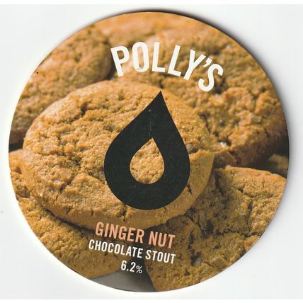 UNUSED KEG CLIP FRONT - POLLY'S BREW CO (WALES) - GINGER NUT CHOCOLATE STOUT