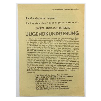 WW2 Soviet/Russian Air Drop Leaflet Authored by Hans Mahle. - Code 1589. - 1942.