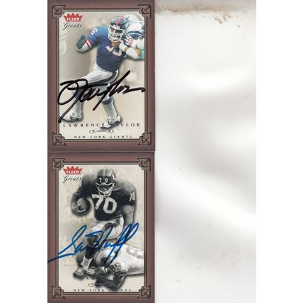 LAWRENCE TAYLOR & SAM HUFF AUTO 2004 NEW YORK GIANTS HOF SB CHAMPION DEFENSE