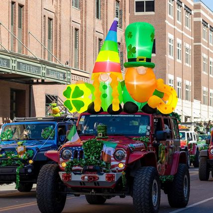 BLOWOUT FUN 4Ft St Patricks Day Inflatables Twin Gnomes with Shamrock and Lucky