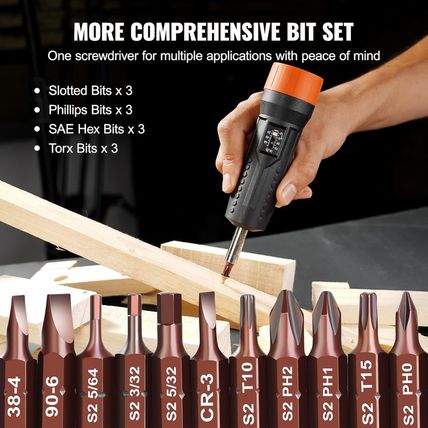 VEVOR 1/4" Drive Torque Screwdriver Wrench Set | 10-70 In-Lbs Torque Adjustment