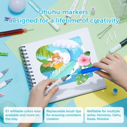 Ohuhu Alcohol Markers Brush Tip - Double Tipped Art Marker Set for Artist Adults