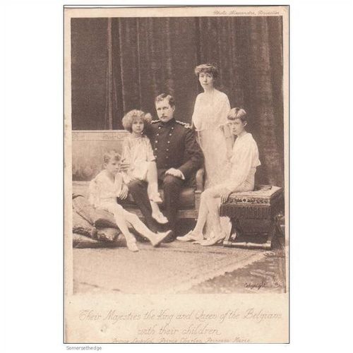 Their Majesties The King And Queen Of The Belgians With Their Children Postcard