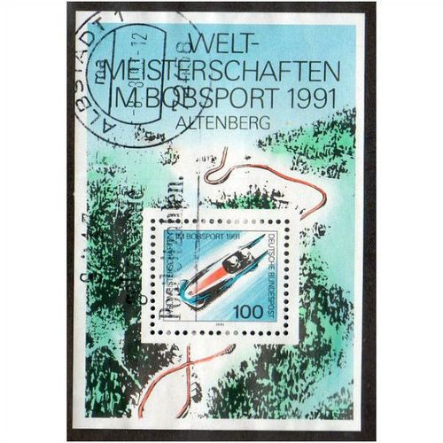 GER 1991 100pf 'WORLD BOBSLEIGH C' SHIPS M/S' FINE USED (EBID11-237)