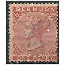 Bermuda 1865 SG2 1d Pale Rose Wmk Crown CC Fine Used .. .