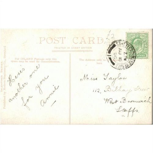 Valentine's Antique British Postcard 1906 - Victoria Park Stretford, Lancashire