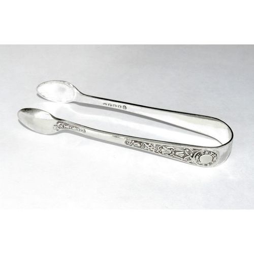 Decorative Victorian Silver Plated Sugar Tongs 1897 to 1899 Harrison Fisher 2183