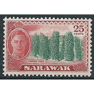 Sarawak 1950 SG181 25c Green & Scarlet Mounted Mint .. ..