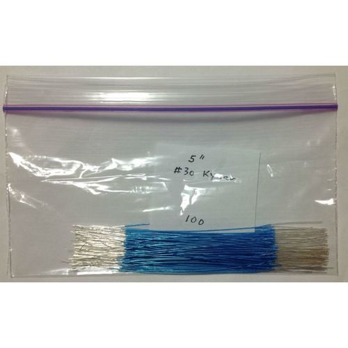 30 AWG Pre Cut and Stripped Silver Kynar Wrapping Wire - 5 in 100 blue