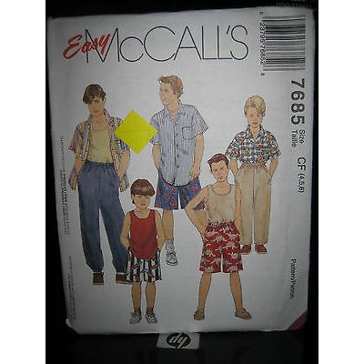Vintage McCalls 7685 Boy's Shirt, Tank Top, Pants, Shorts Pattern - Sizes 4/5/6