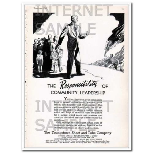 YOUNGSTOWN SHEET TUBE COMPANY 1948 Community Leadership vintage ad