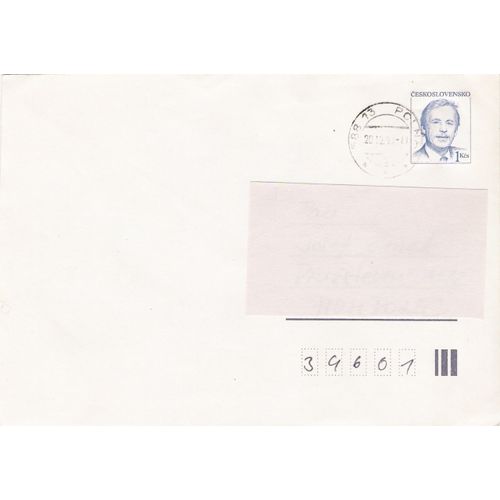 2) Mi U 87 III: Envelope: 1 Kč blue President Vaclav Havel, format 163 x 115 mm.
