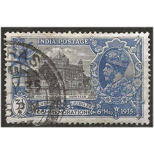 India 1935 SG245 3 1/2a Blue & Dull Ultramarine Silver Jubilee Fine Used ... ..