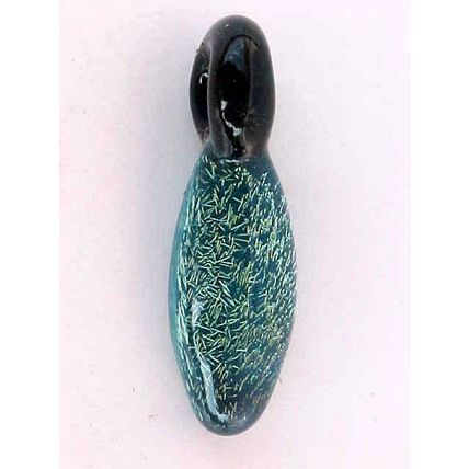 Blue Speck Glass Pendant Dichroic Torpedo Style Glass Pendant Charm 1" Hand Made