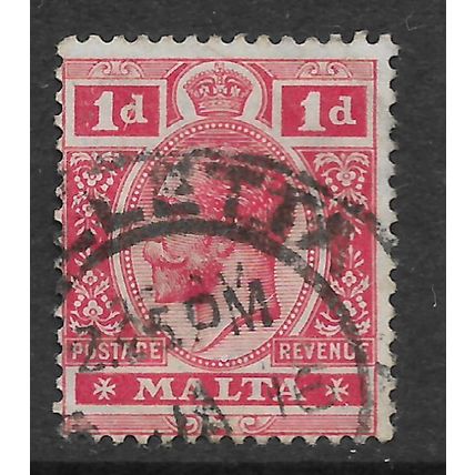 MALTA 1914 1d CARMINE RED SG 73 FINE USED#4