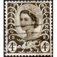 1967-9 Wales Regional Definitives, 4d Value. Sepia. Fine Used