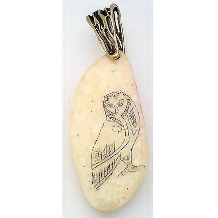 Scrimshaw Owl Pendant 3