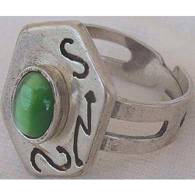 Green cat eye silver ring D