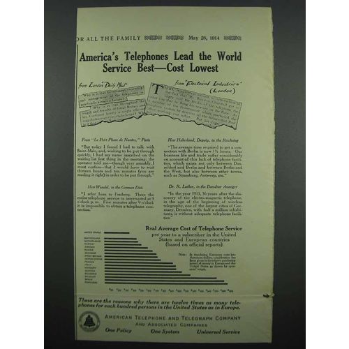 1914 AT&T Telephone Ad - Lead the World Service