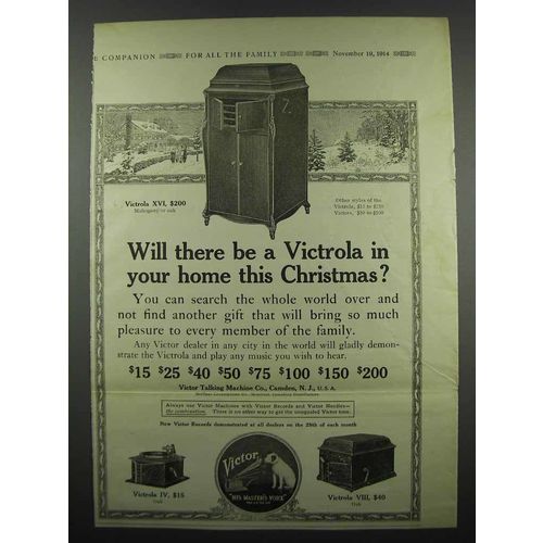 1914 Victor Victrola XVI, IV and VIII Ad - Christmas
