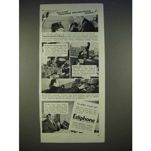 1940 Ediphone Machine Ad - CBS, Frank Stanton, Ed East