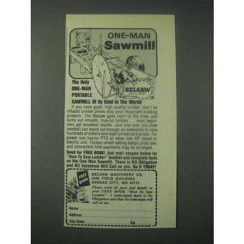 1978 Belsaw One-Man Portable Sawmill Ad