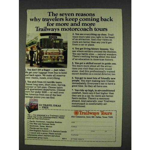 1978 Trailways Tours Bus Ad - Seven Reasons
