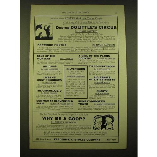 1924 Frederick A. Stokes Company Ad - Doctor Dolittle's Circus by Hugh lofting