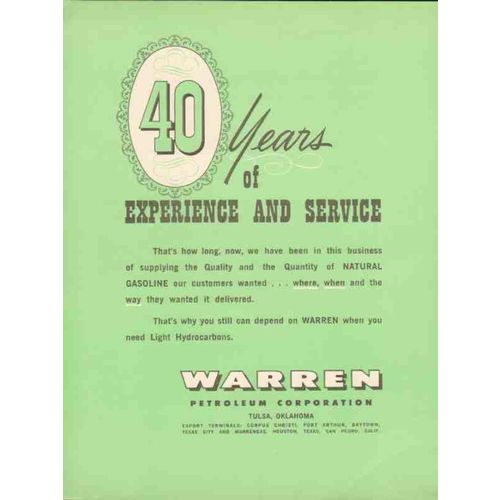 WARREN PETROLEUM COMPANY 1962 years experience service oil vintage ad