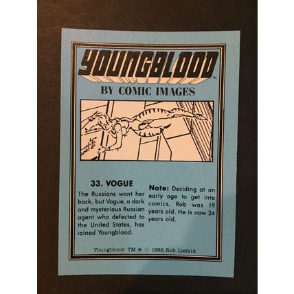 Youngblood trading card #33, excellent condition!