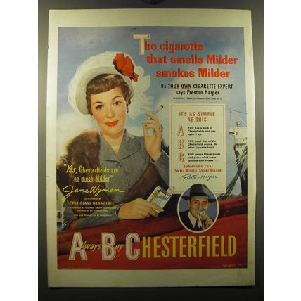 1950 Chesterfield Cigarettes Ad - Jane Wyman