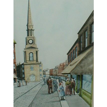 FRAMED DOUBLE MOUNTED PRINT, HIGH STREET FALKIRK 1915, Catherine Neville, Rare.