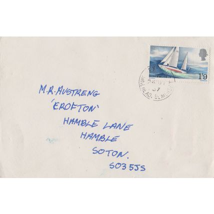 GB 1967 cover Gipsy Moth from Minehead to Southampton