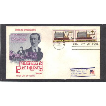 FDC Fleetwood 1500 6c Electronics Pair (Cachet-Label/A) CV42230