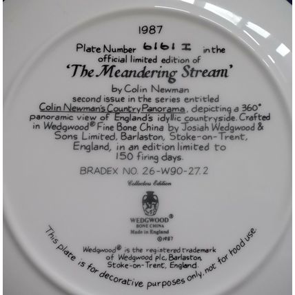 Wedgwood Country Panorama The Meandering Stream 1987 China Plate By Colin Newman
