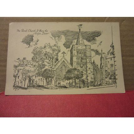 PARISH CHURCH by C. King, 1948., DOVER, KENT postcard for Bench St. Newsagents =