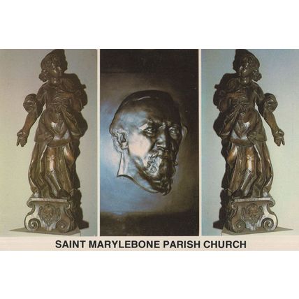 Robert Browning Poet Old Statue At Saint Marleybone Church Postcard
