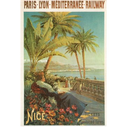 Paris Lyon Nice French Railway Poster Advertising Postcard