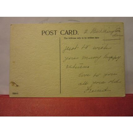 A JOLLY BIRTHDAY used antique postcard /