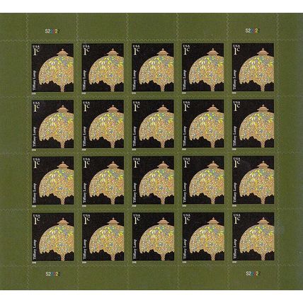 Tiffany Lamp Sheet of 20 1¢ Postage Stamps Stamps Scott 3749 - Stuart Katz