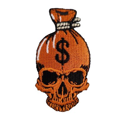 Money Bags Dollar Skull Iron on Embroidered sew Patch Badge 4.5 cm x 8 cm P338