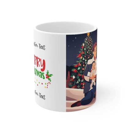 Personalize Parents Baby's First Christmas Ceramic Mug 11oz Design #1 Custom