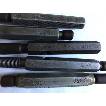 LOT 5 HANSON .3850,.3880,13/32 GO NO GO THREAD & PLUG GAUGES,36 & 56 THREAD,SB
