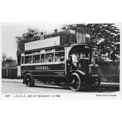 LGOC Bus at Belmont Tram Transport Photo Postcard