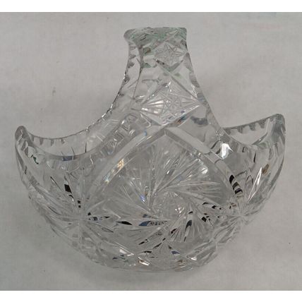 Rare Vintage Art Glass Smal Trinket Dish Basket Vortex Swirl Stars Design