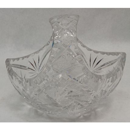 Rare Vintage Art Glass Smal Trinket Dish Basket Vortex Swirl Stars Design