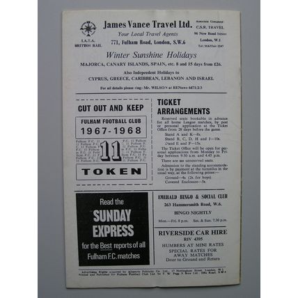 FULHAM v BURNLEY Div1 10/02/1968